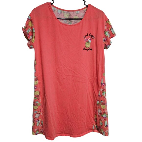 Secret Treasures Coral Pink Nightgown Size Small Medium Drink Happy Thoughts - Picture 1 of 5